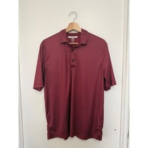Greg Norman Men's Short Sleeve Polo Shirt – Red Striped – Size Medium – GUC